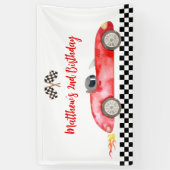 Modernes Red Race Car Birthday Banner (Vertikal)