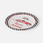 Modernes Red Race Car Birthday Pappteller (Schrägansicht)