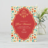 Modernes Red Ramadan Kareem Iftar Eid Dinner Party Einladung (Stehend Vorderseite)