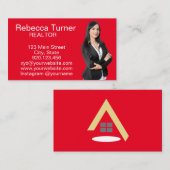 Modernes Red Realtor Real Anwesen Agent Foto Visitenkarte (Vorne/Hinten)