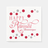 Modernes Red Retirement Party Napkins Serviette (Vorderseite)