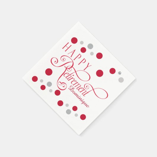 Modernes Red Retirement Party Napkins Serviette (Ecke)