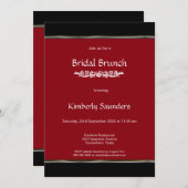 Modernes Red Schwarz-weiß Bridal Brunch Brautparty Einladung (Vorne/Hinten)