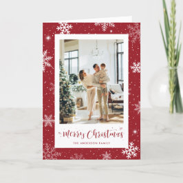 Modernes Red Snowflake Foto Frohe Weihnachten