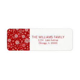 Modernes Red Snowflake Holiday Return Label