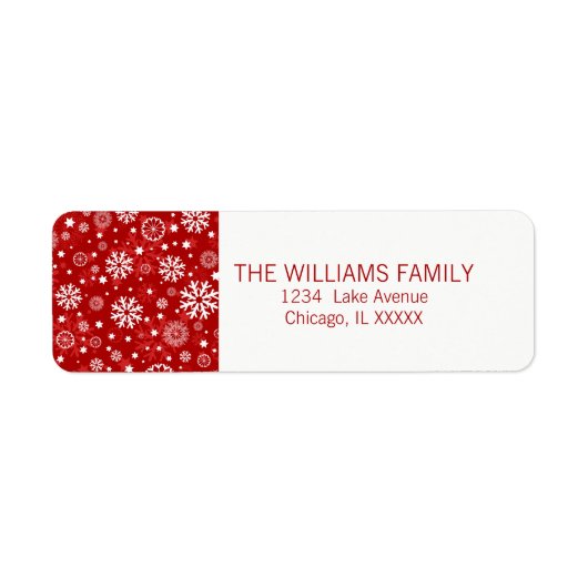 Modernes Red Snowflake Holiday Return Label (Vorne)