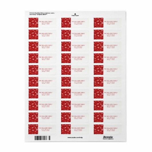 Modernes Red Snowflake Holiday Return Label (Vorne)