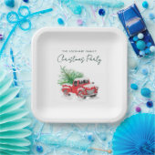 Modernes Red Truck Weihnachts-Party Pappteller (Party)