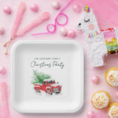 Modernes Red Truck Weihnachts-Party Pappteller (Party)