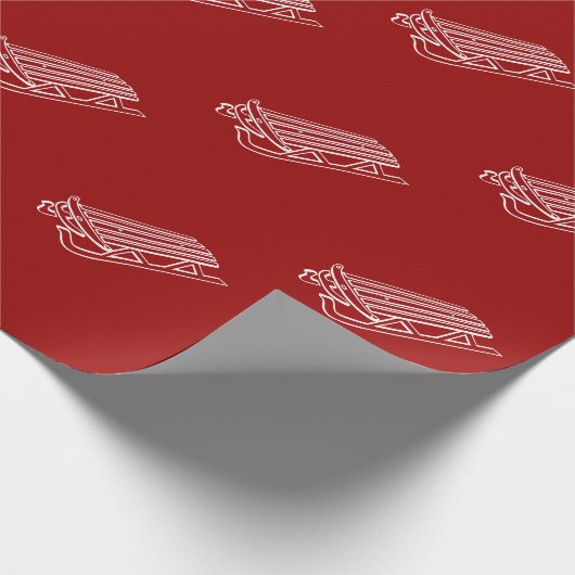 Modernes Red White Holiday Winter Schlitten Patter Geschenkpapier (Ecke)