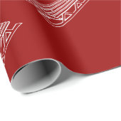 Modernes Red White Holiday Winter Schlitten Patter Geschenkpapier (Rolleneckpunkt)