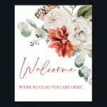 Modernes Red Winter Christmas Bridal Willkommensze Poster<br><div class="desc">Modernes Red Winter Christmas Bridal Willkommenszeichen</div>