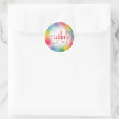 Modernes Regenbogen-Abstraktes Mit Monogramm Templ Runder Aufkleber (Tasche)