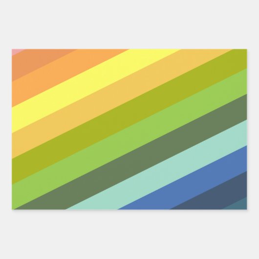 Modernes Regenbogen-Diagonal-Streifen Geometrische Geschenkpapier Set (Vorderseite)