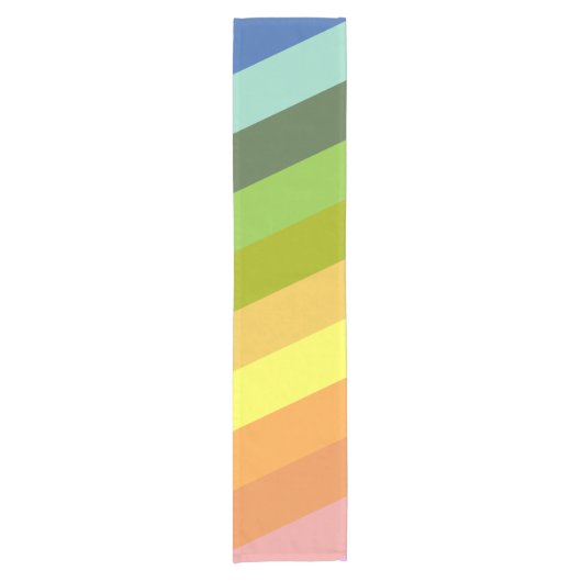 Modernes Regenbogen-Diagonal-Streifen Geometrische Kurzer Tischläufer (Vorderseite)