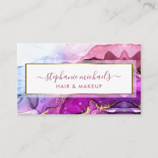 Modernes Regenbogen Gold Liquid Ink Abstrakt Visitenkarte