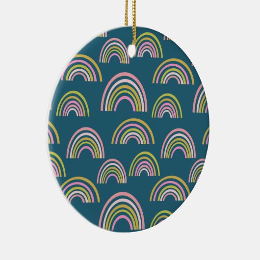 Modernes Regenbogendesign im Blue Holiday-Design Keramik Ornament (Rechts)