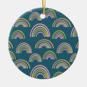 Modernes Regenbogendesign im Blue Holiday-Design Keramik Ornament (Vorne)