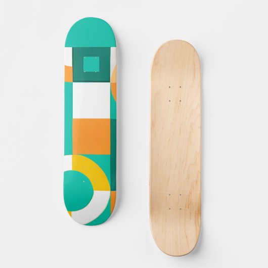 Modernes Regenbogenfarbiges geometrisches Muster Skateboard (Vorderseite)