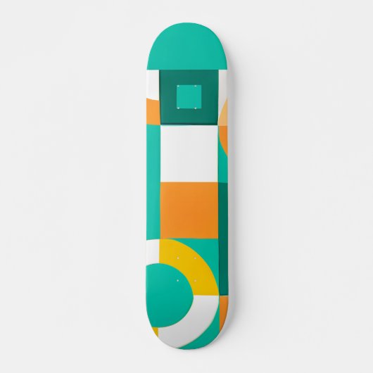Modernes Regenbogenfarbiges geometrisches Muster Skateboard (Vorne)