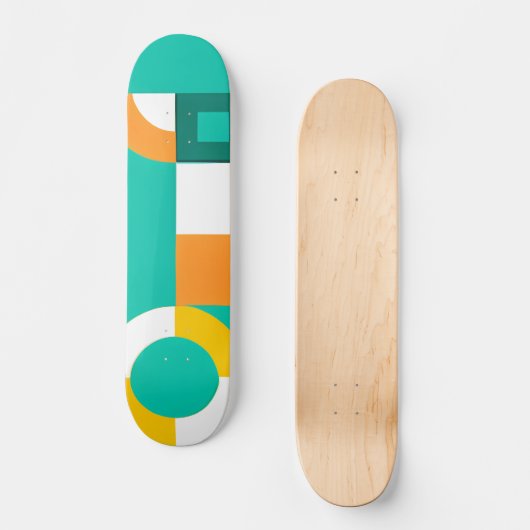 Modernes Regenbogenfarbiges geometrisches Muster Skateboard (Vorderseite)