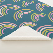 Modernes Regenbogenmuster in Blau Sherpadecke (3/4)