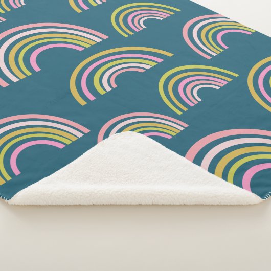 Modernes Regenbogenmuster in Blau Sherpadecke (3/4)