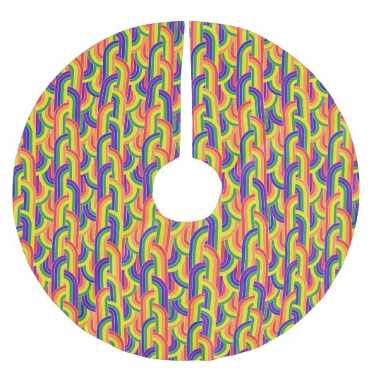 Modernes Regenbogenmuster Polyester Weihnachtsbaumdecke (Vorderseite)