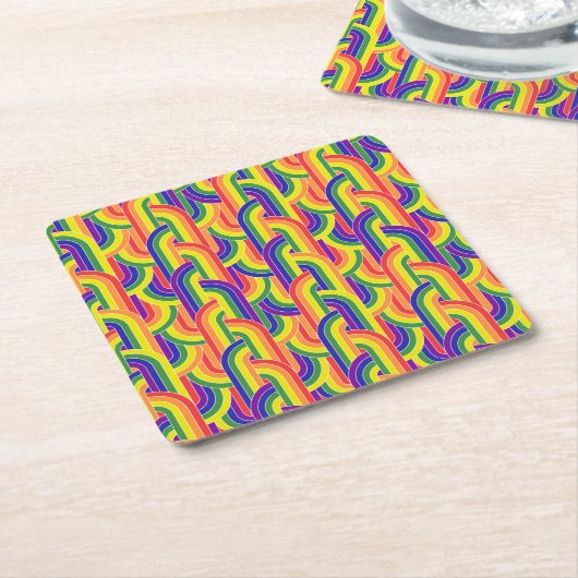 Modernes Regenbogenmuster Rechteckiger Pappuntersetzer (angewinkelt)