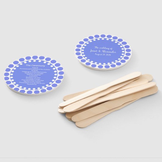 Modernes Regency Blue Dots Wedding Program Fan Fächer (Non-assembled)