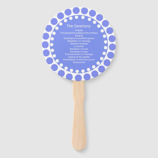 Modernes Regency Blue Dots Wedding Program Fan Fächer (Vorderseite)
