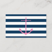 Modernes Register für rosa und navy-nautisches Bra Begleitkarte (Rückseite)