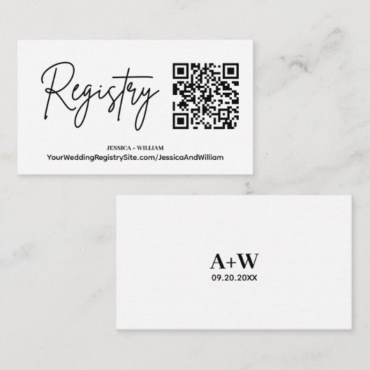 Modernes Register | Hochzeitregister QR-Code Begleitkarte (Vorne/Hinten)