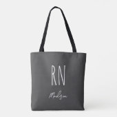 Modernes registriertes Nurse Gray White Monogram N Tasche (Rückseite)