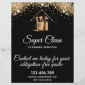 Modernes ReinigungsHouse Sparkling Gold Glitzer Flyer (Hinten)