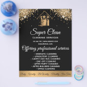 Modernes ReinigungsHouse Sparkling Gold Glitzer Flyer (Einzeln)