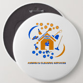 Modernes Reinigungsunternehmen Orange Blue Logo Button (Vorne & Hinten)