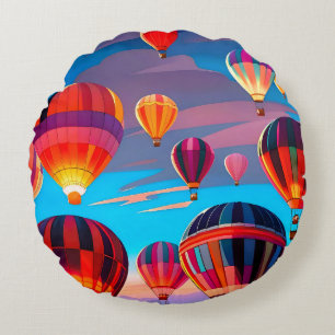 Modernes Reiseballonhimmel-Festival Rundes Kissen