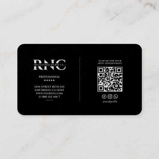 Modernes Reisemagazin Caduceus Black Silver Visitenkarte (Rückseite)