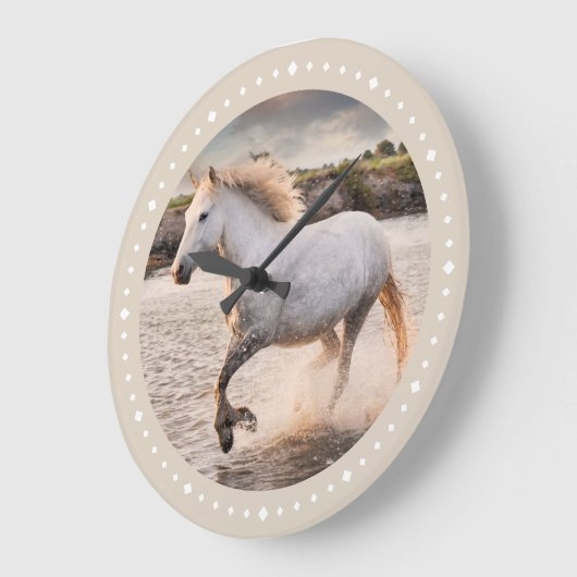 Modernes Reitpferd-Foto Große Wanduhr (Winkel)