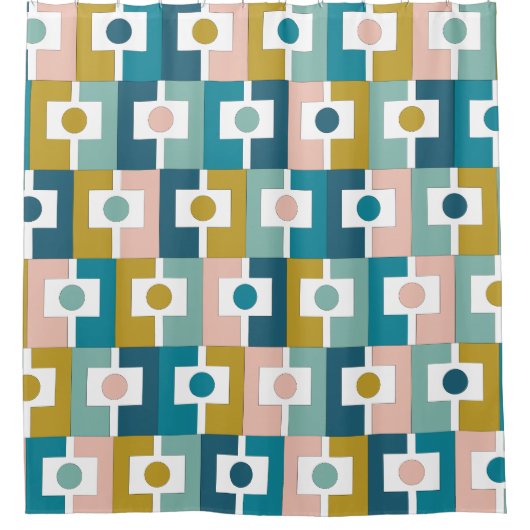 Modernes Rektangel geometrisches Muster Mitte des  Duschvorhang (Vorderseite)