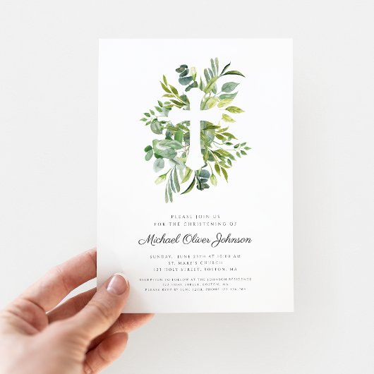 Modernes religiöses Cross Greenerening Einladung