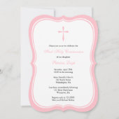 Modernes religiöses Kreuz, rosa Einladung (Vorderseite)