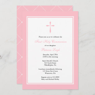 Modernes religiöses Kreuz, rosa Einladung