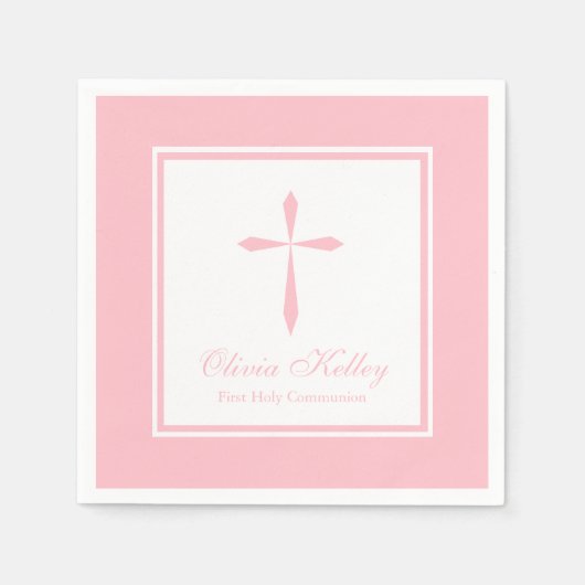 Modernes religiöses Kreuz, rosa Serviette (Vorderseite)