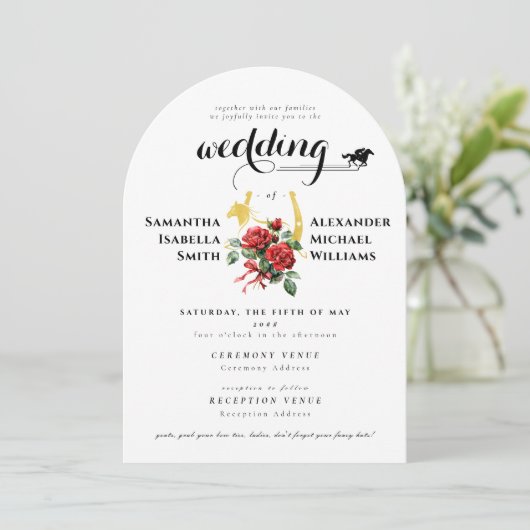 Modernes Rennpferd Derby 1 Foto Reitausflug Einladung (Stehend Vorderseite)