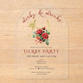 Modernes Rennpferd Derby & Drinks Party Reittiere Acryleinladungen (Vorderseite)