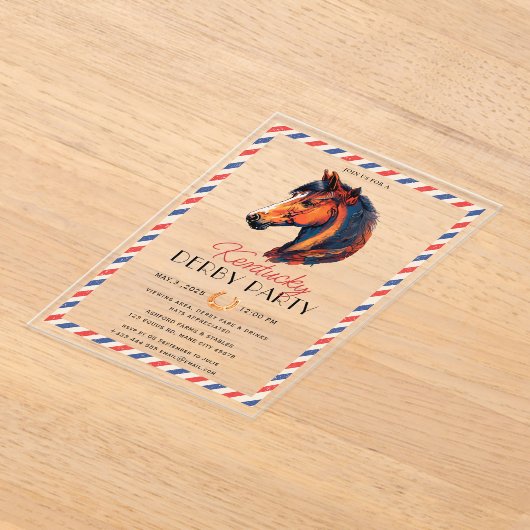 Modernes Rennpferd Derby Party Reitsport Acryleinladungen (Ablage )