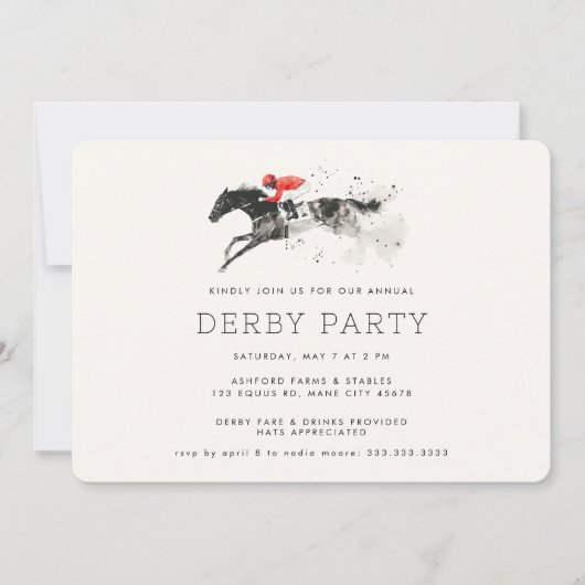 Modernes Rennpferd Derby Party Reitsport Einladung (Vorderseite)