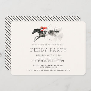 Modernes Rennpferd Derby Party Reitsport Einladung